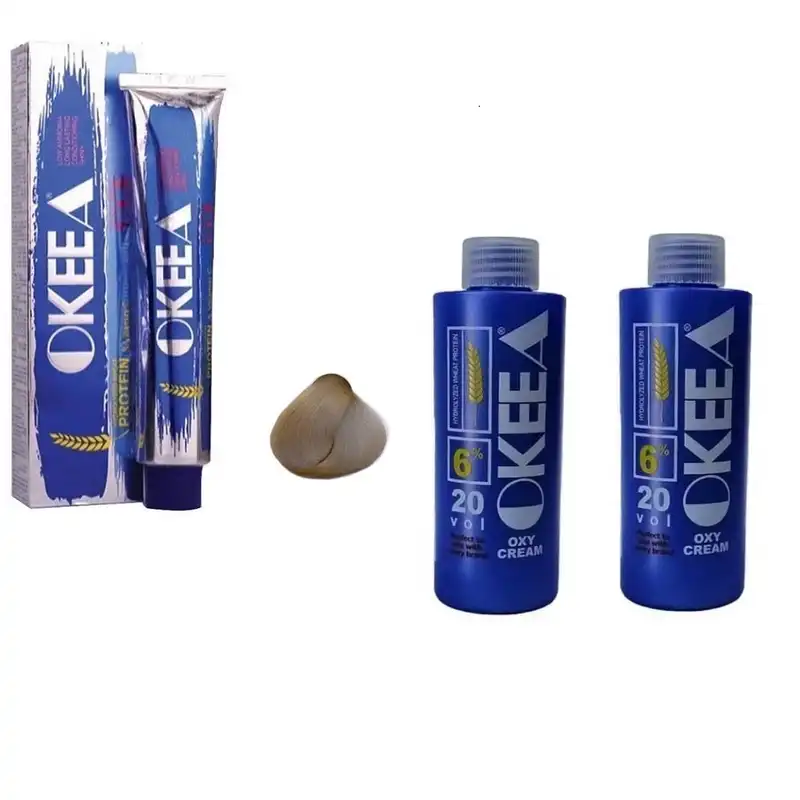 رنگ مو اکیا سری خاکستری شماره 11.1 حجم 200 میلی لیتر رنگ نقره ای به همراه اکسیدان اکیا مدل 20V شش درصدی حجم 150 میلی لیتر مجموعه 2 عددی