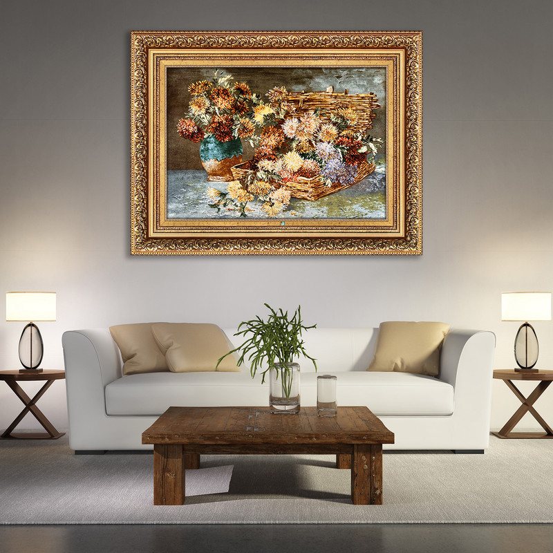 تابلو فرش دستباف فرش میرنظامی مدل و گلدان عرضی کد 1676