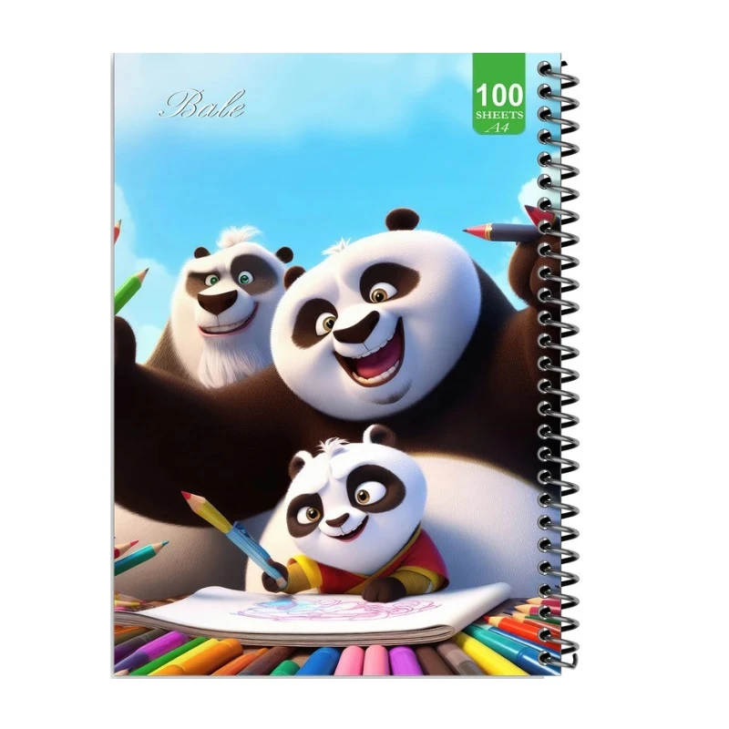 دفتر نقاشی 60 برگ بلوط چین مدل فانتزی خرسی کد A4-N60-FKH684