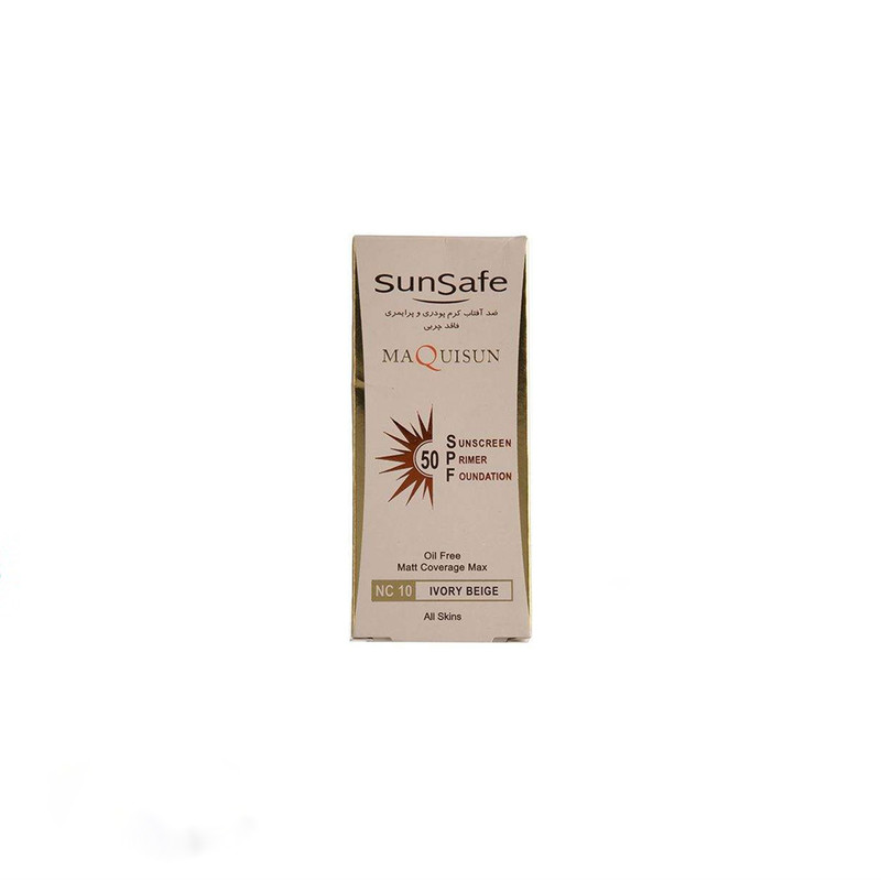 کرم ضد آفتاب رنگی سان سیف SPF50 مدل NC10 MAQUISUN محافظ PA++++ ،UVA ،UVB، ضد آب، مناسب انواع پوست حجم 40 میلی‌لیتر