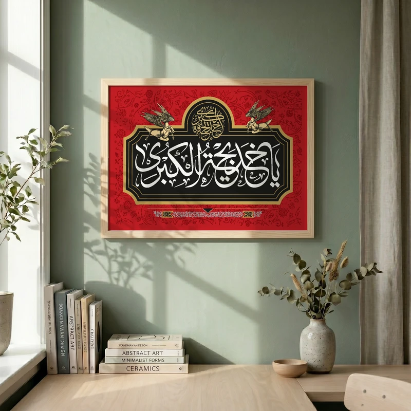 تابلو طرح وفات حضرت خدیجه (س) مدل G14901 فریم کرم روشن