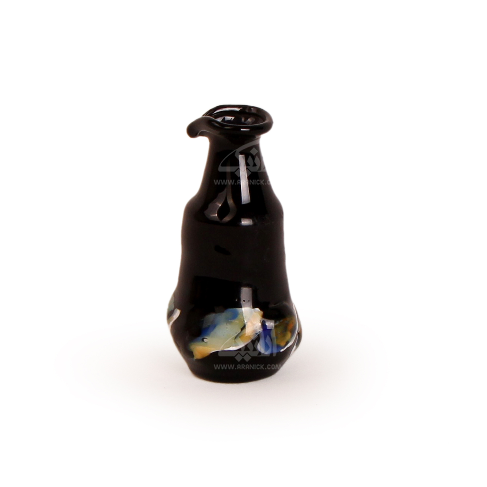 گلدان مینیاتوری شیشه گری با حرارت مستقیم‏ ‏ سورمه ای‏ طرح ‏سنگ‏ مدل 1015900013