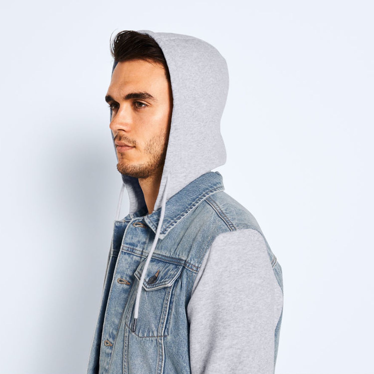 کت مردانه لیورجی مدل جین کلاه دار کد J2023LB - - 4