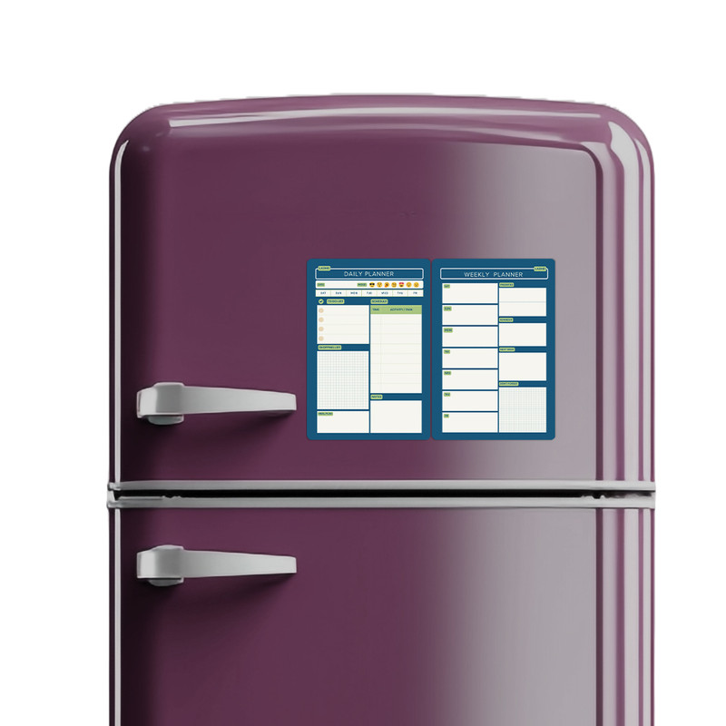 تخته وایت برد لاژید مدل آهنربایی طرح پلنر روزانه و هفتگی سایز 20X30 سانتیمتر مجموعه 2 عددی