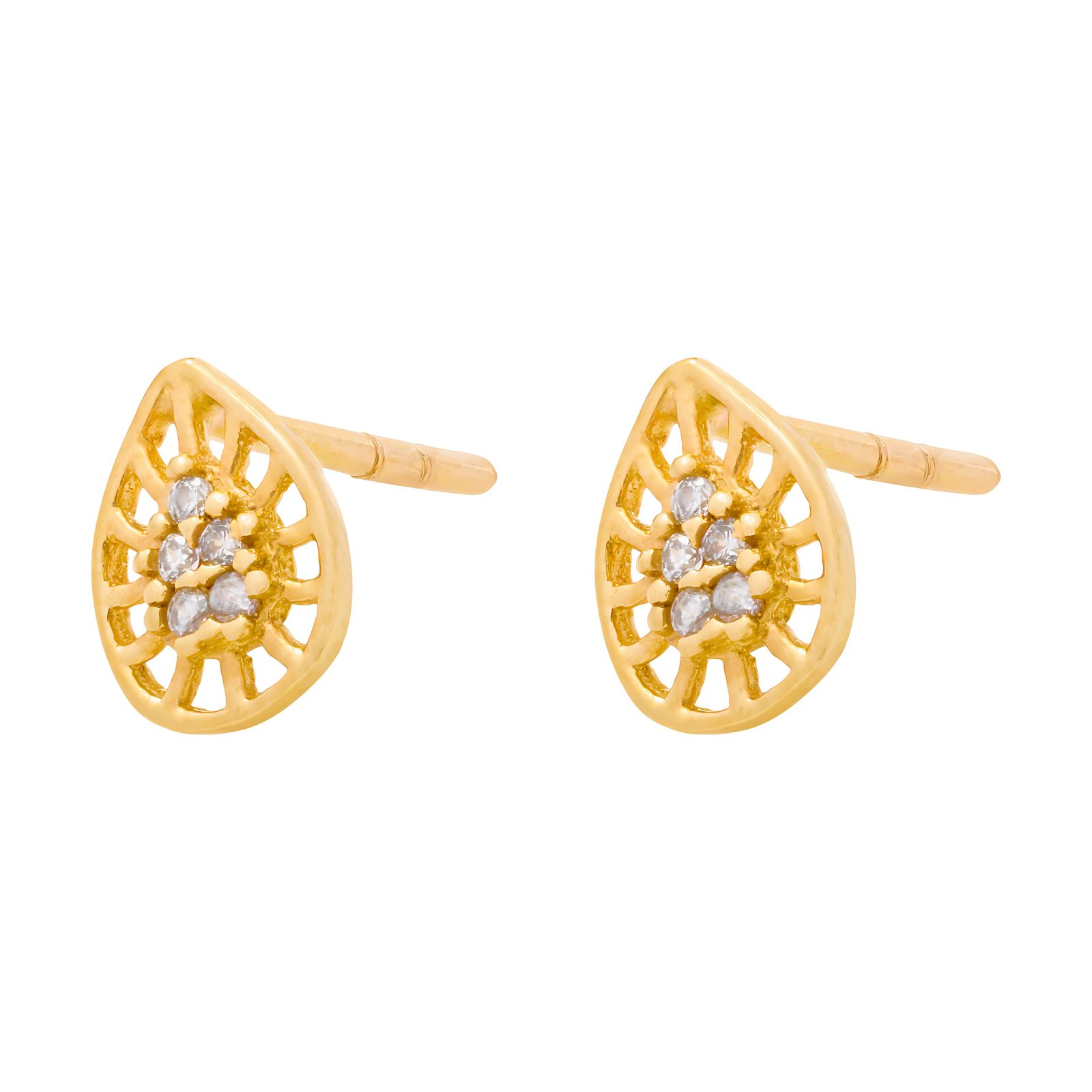 گوشواره میخی طلا 18 عیار زنانه وی گالری مدل اشک کد E0068 -  - 2