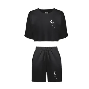 ست نیم تنه و شلوارک زنانه مدل moon and skull