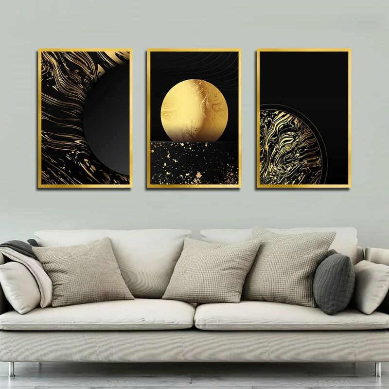 تابلو بکلیت طرح نقاشی خورشید مدل شاین اکلیلی T-3155 مجموعه 3 عددی