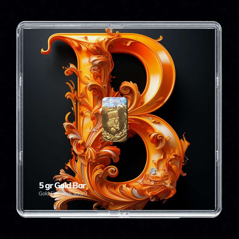 شمش طلا 24 عیار مدوپد مدل حرف B کد SH-10474