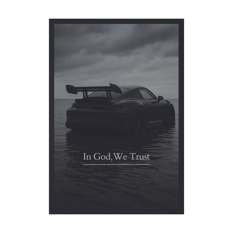 تابلو طرح پورشه سیاه کد 02 فریم مشکی