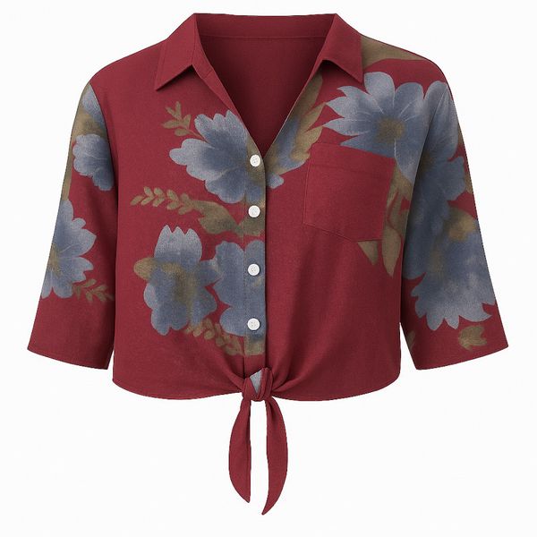 کراپ شومیز آستین بلند یقه هفت زنانه مدل a21