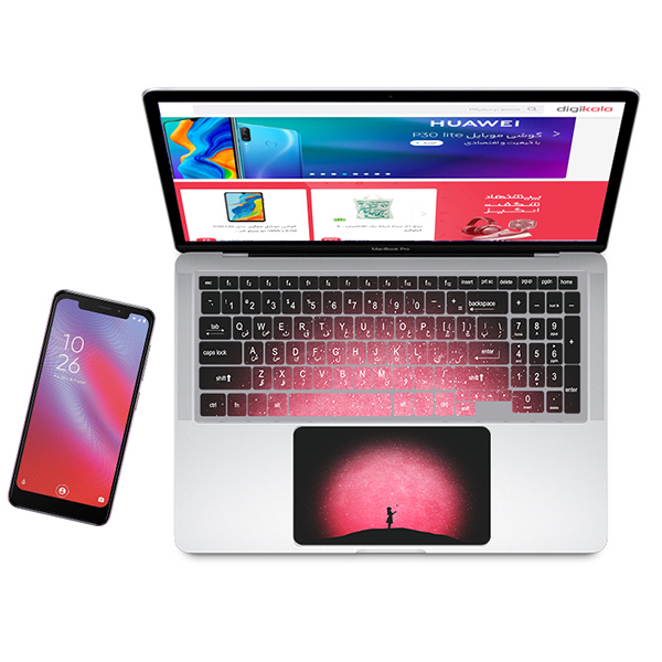 استیکر لپ تاپ راتیانا مدل girly night مناسب برای لپ تاپ 15 تا 17 اینچ به همراه برچسب حروف فارسی کیبورد