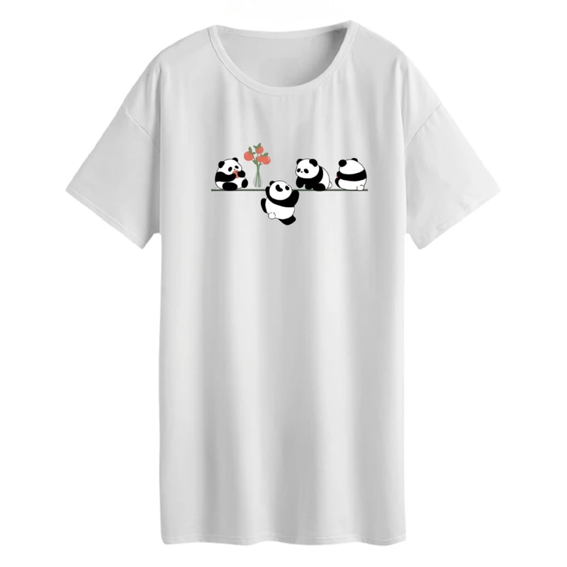 تی شرت لانگ زنانه مدل پاندا های بامزه