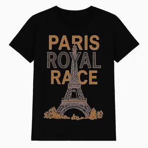 تی‌شرت آستین کوتاه زنانه مدل ویسکوز نگین دار کد PARIS-M رنگ مشکی