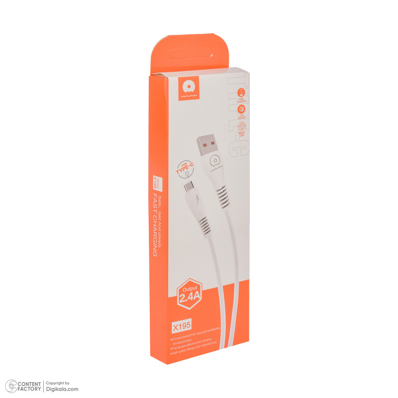 کابل تبدیل USB به USB-C  دبلیو یو دبلیو مدل X195 طول 1 متر