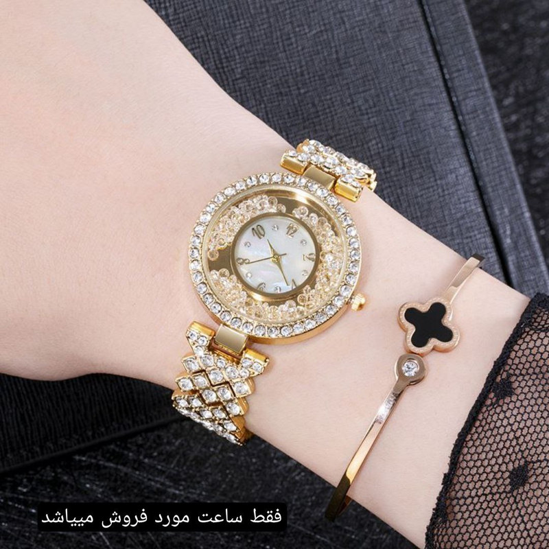 ساعت مچی عقربه ای زنانه مدل شنی نگینی 03
