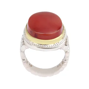 انگشتر نقره مردانه بازرگانی میلادی مدل سنگ عقیق یمانی رکاب دست ساز گنبدی کد AM_2521