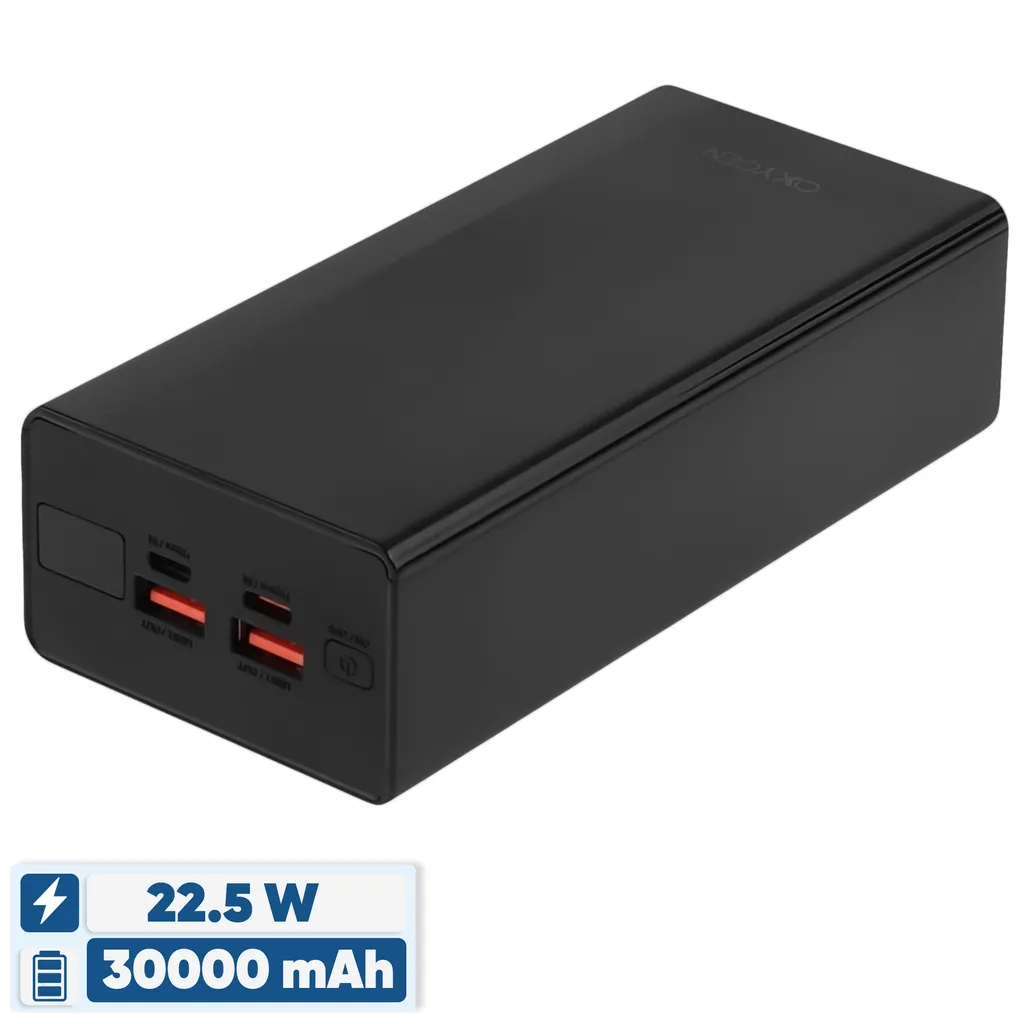 پاوربانک 22.5 وات اکسیژن مدل OX-60 ظرفیت 30000 میلی‌آمپر ساعت