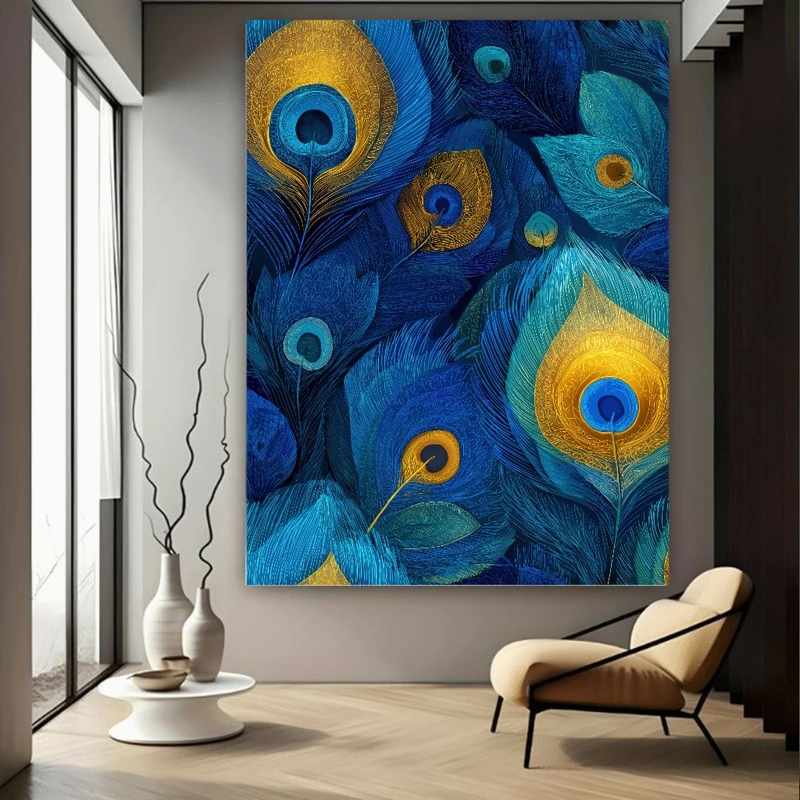 پوستر طرح پرهای طاووس مدل اقیانوسی کد BK24197