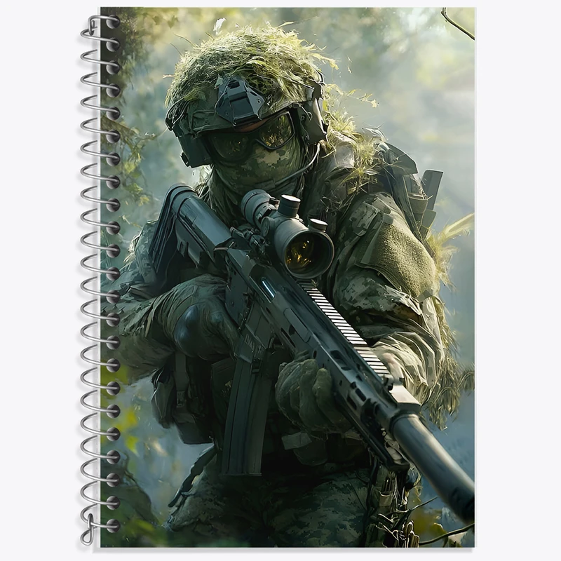 دفتر زبان 50 برگ خندالو مدل دو خط طرح تک تیرانداز کد F7817