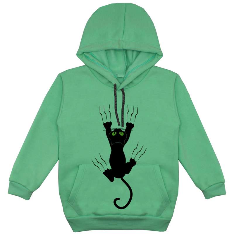 هودی پسرانه مدل گربه F33 رنگ سبز