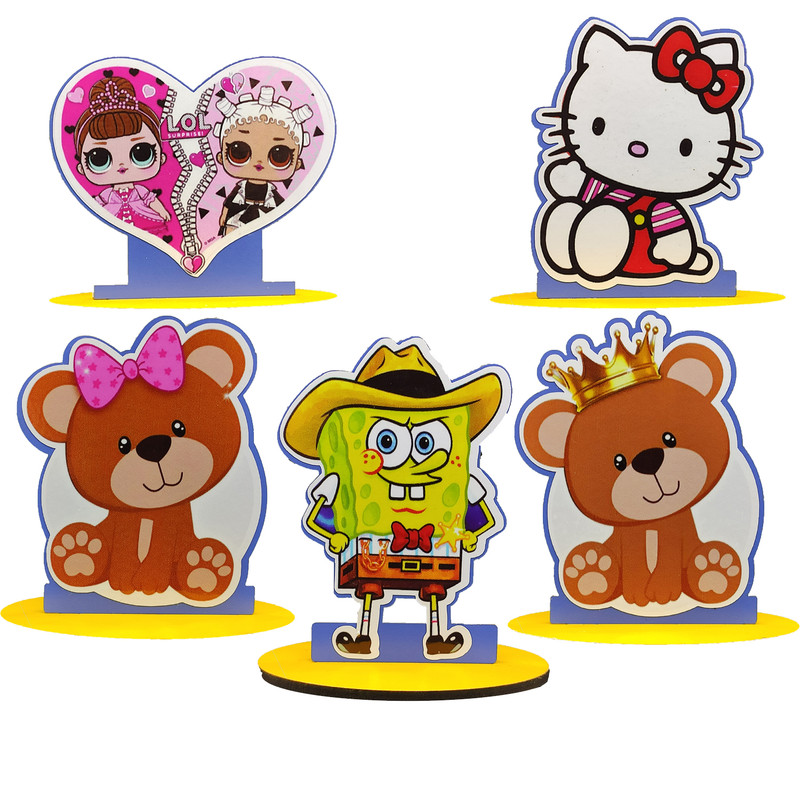 استند رومیزی تولد طرح باب اسفنجي و دختران LOL مجموعه 5 عددي