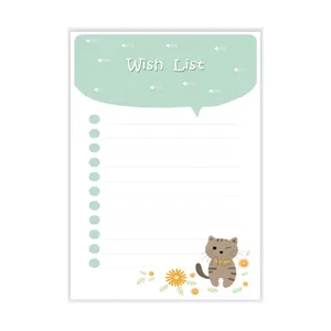 کاغذ یادداشت مدل wish list طرح گربه و گل