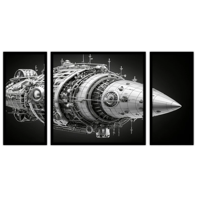 تابلو بکلیت طرح فناوری  موتور جت و هواپیما مدل B-bu3123 مجموعه 3 عددی