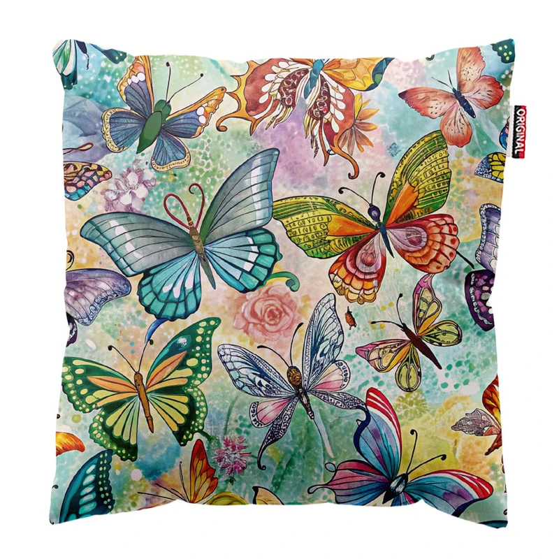  کوسن پاد آفرین طرح پروانه و گل کد 2506 سایز 30*30 سانتی متر