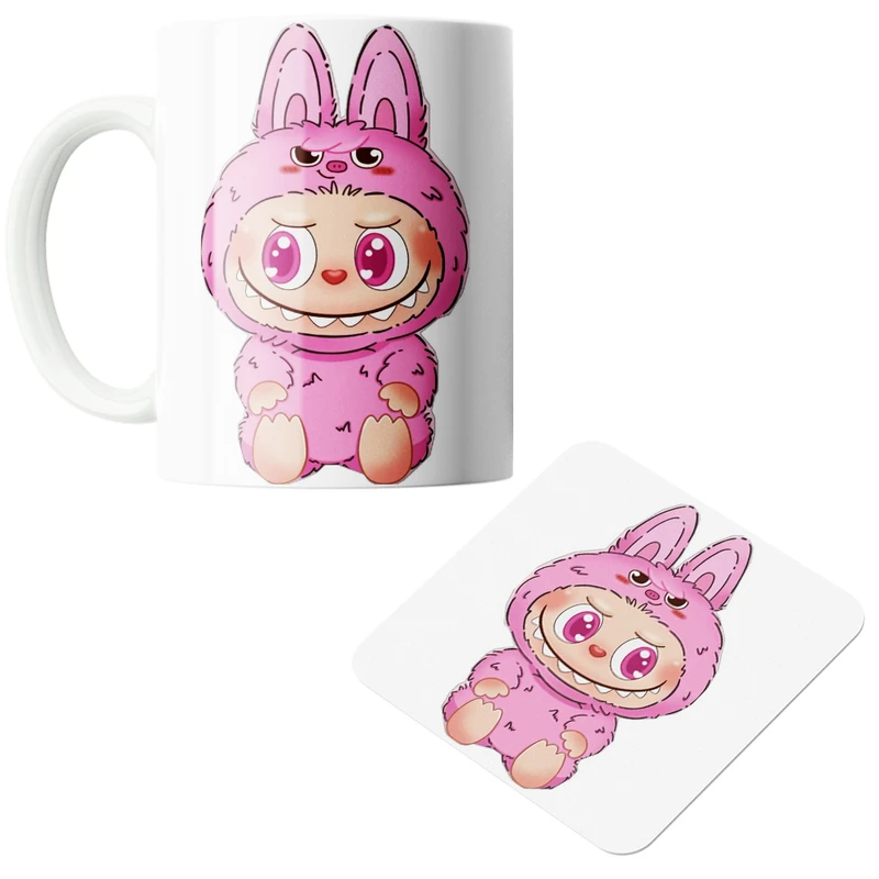 ماگ پاد آفرین مدل لبوبو کد z173 به همراه زیر لیوانی