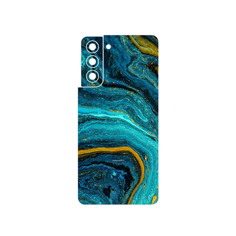 برچسب پوششی ماهوت مدل Turquoise marblewith golden streaks مناسب برای گوشی موبایل سامسونگ Galaxy S21 5G