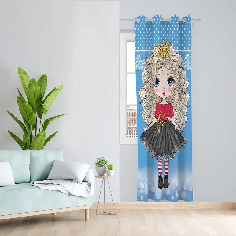 پرده طرح اتاق کودک مدل مخمل پانچی کد 1601 z سایز 140x200 سانتی متر