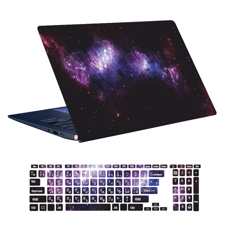 استیکر لپ تاپ توییجین و موییجین طرح Space کد 74 مناسب برای لپ تاپ 15.6 اینچ به همراه برچسب حروف فارسی کیبورد 