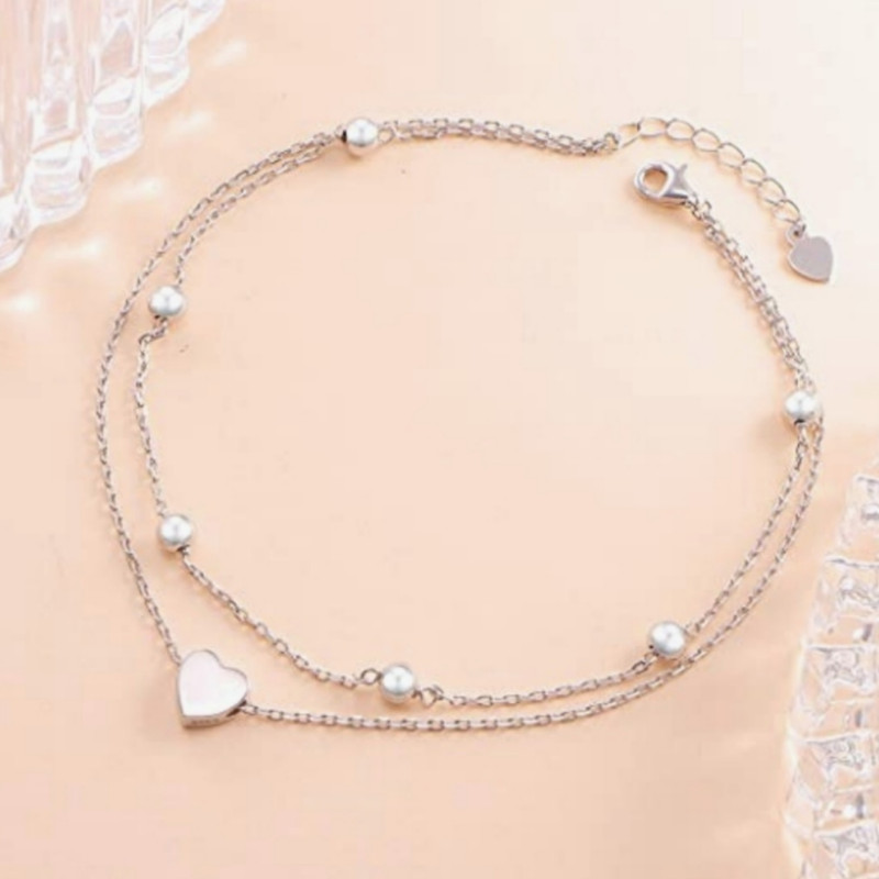 پابند نقره زنانه مدل گوی و تک قلب 662 پابند نقره زنانه مدل گوی و تک قلب 662