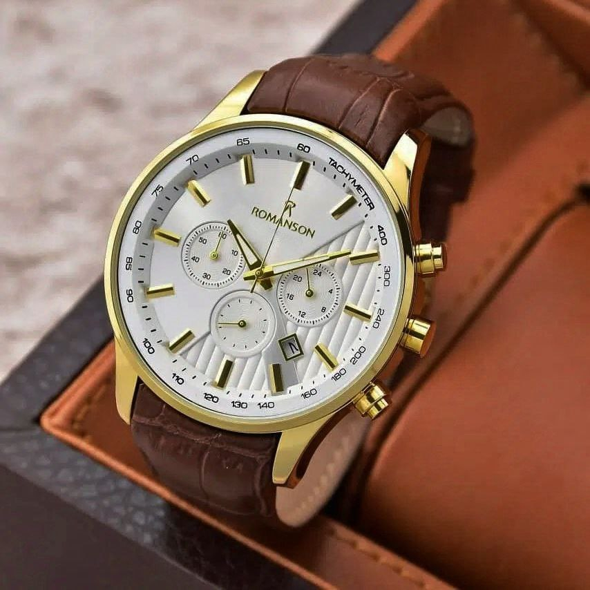 ساعت مچی عقربه‌ای مردانه رومانسون مدل سه موتور فعال کورنوگراف بندچرمی فیکس008