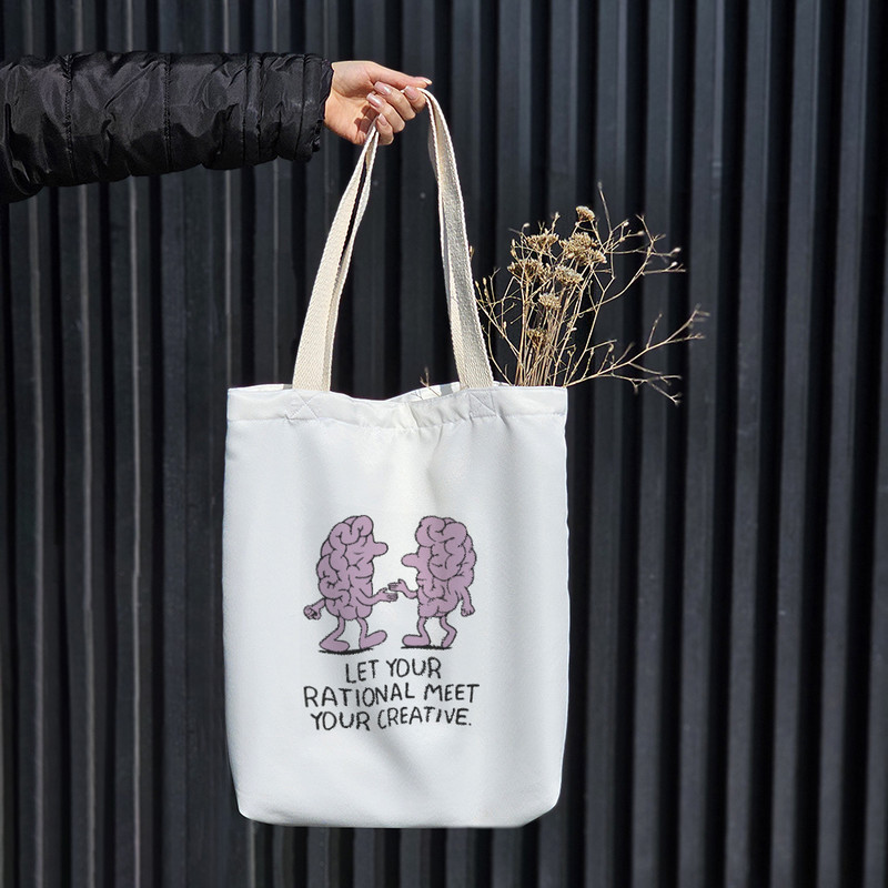 ساک خرید پارچه ای خندالو طرح Let Your Rational Meet Your Creative مدل توت بگ کد 6694