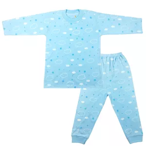 ست تی شرت و شلوار نوزادی کد GH121-122 رنگ آبی آسمانی