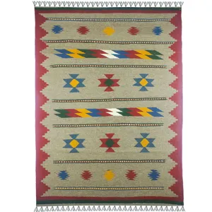 گلیم دستبافت یک و نیم متری آریا راگز کد 22304 