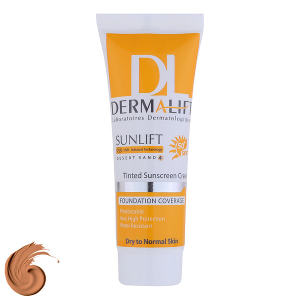 کرم ضد آفتاب رنگی درمالیفت SPF 50 مدل SUNLIFT حاوی ‌محافظ UVA و UVB مناسب پوست‌های خشک و معمولی حجم 40 میلی‌لیتر