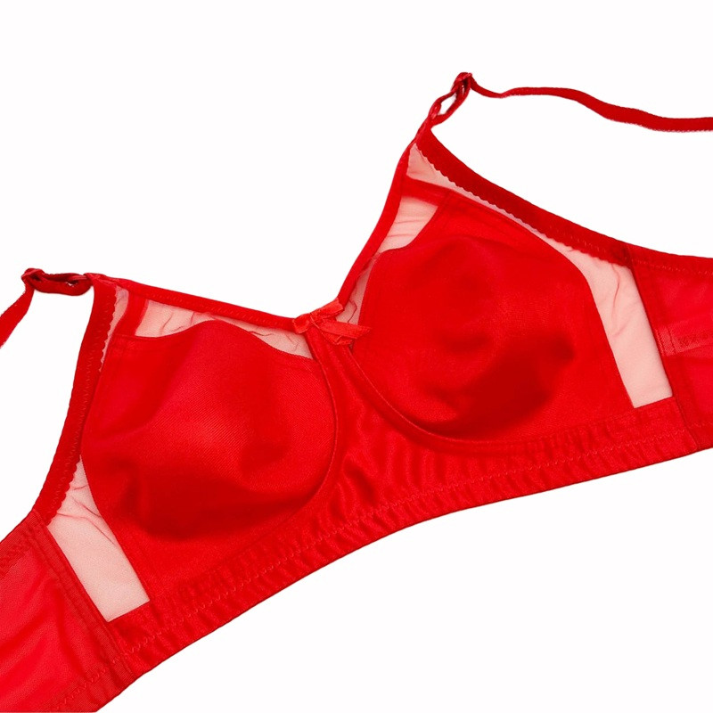 سوتین زنانه نوشه پوش مدل پرلون کاپ پرسی رنگ قرمز