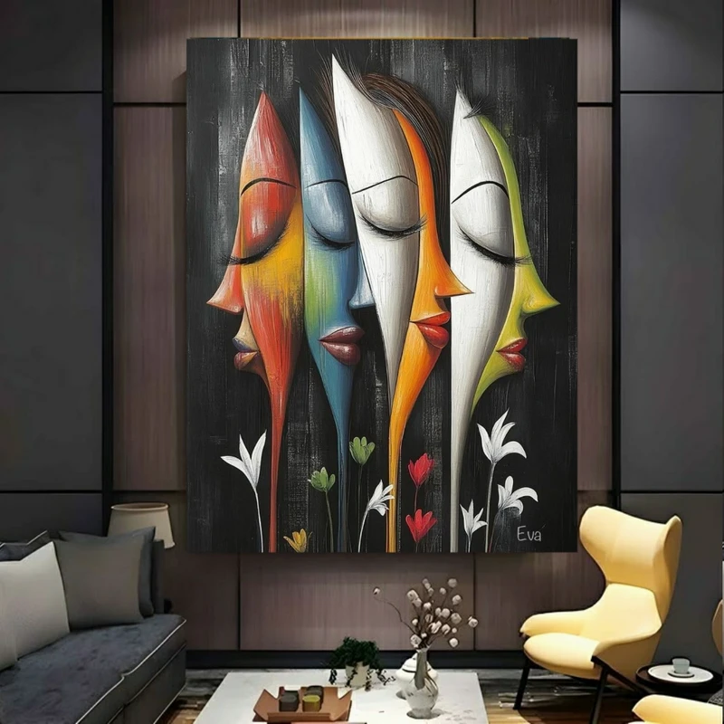 پوستر طرح انتزاعی مدل چهره های رنگارنگ کد FP106289