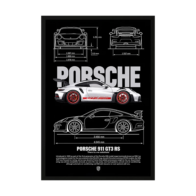 تابلو وین چیتا طرح پورشه مدل 911 GT3 RS فریم مشکی