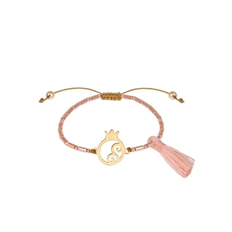 دستبند طلا 18 عیار دخترانه مدل انار 707 دستبند طلا 18 عیار دخترانه مدل انار 707