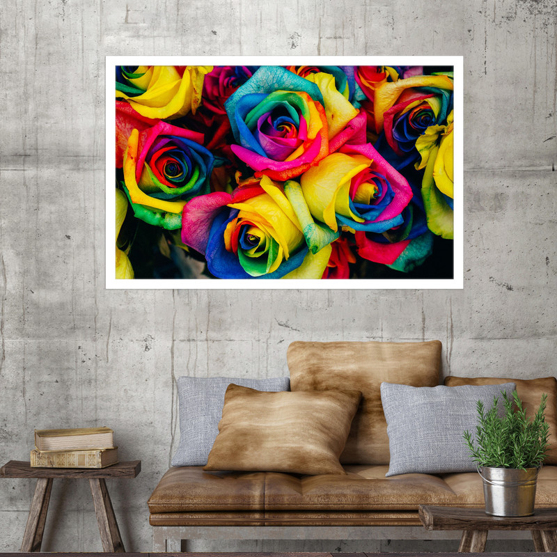 تابلو نوری بکلیت طرح گل رز هفت رنگ مدل W-MO1766