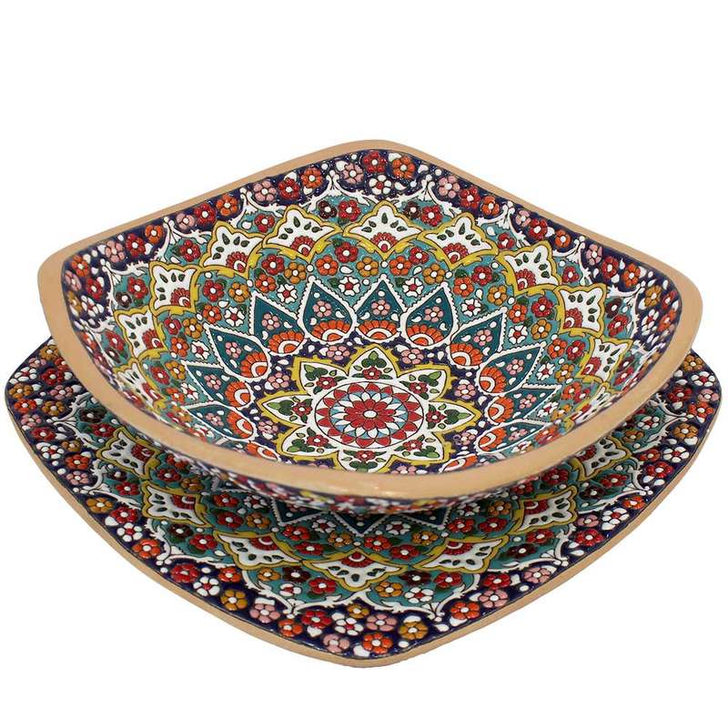 ست کاسه و بشقاب میناکاری دست نگار کد 30-30