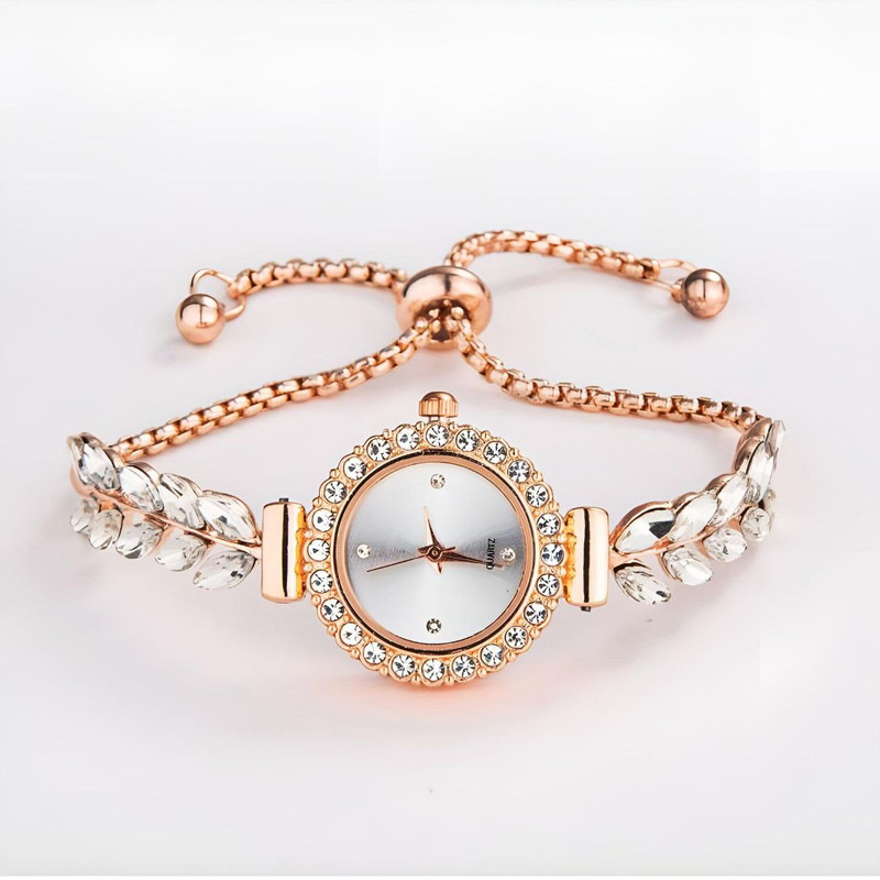 ساعت مچی عقربه ای زنانه مدل نگینی بند کرواتی01 ساعت مچی عقربه ای زنانه مدل نگینی بند کرواتی01