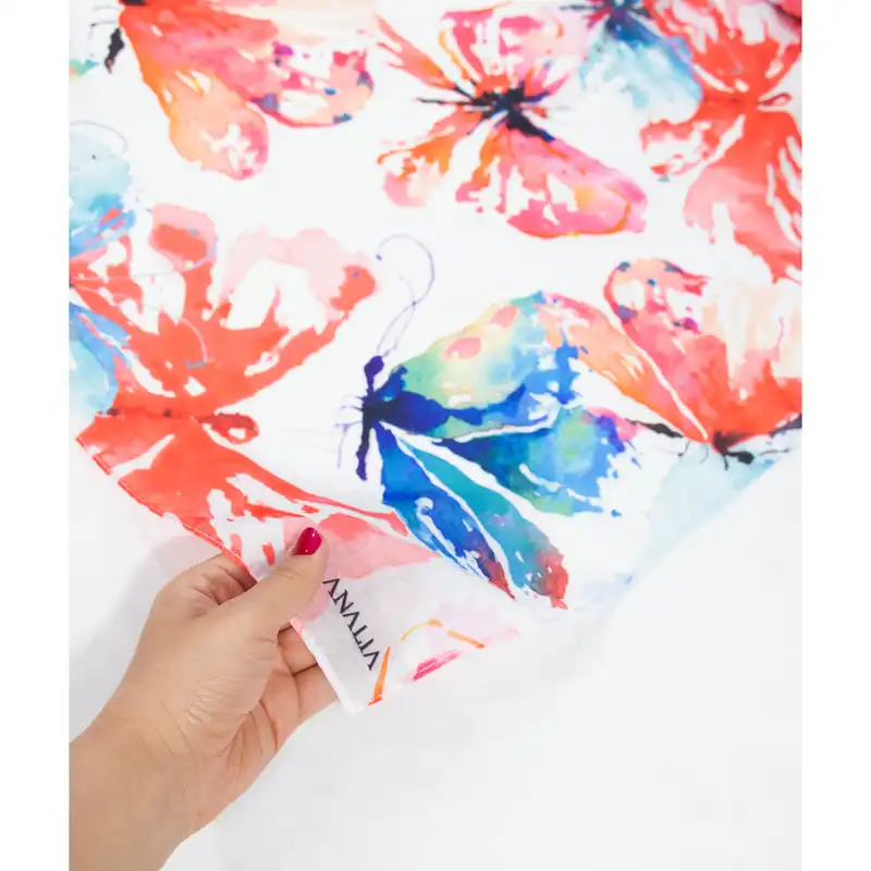 شال زنانه مدل نخی خنک تابستانه با طرح پروانه کد ana-2309