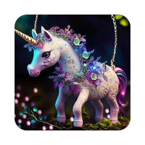 زیر لیوانی کاکتی طرح اسب تک شاخ و یونیکورن مدل mp31076