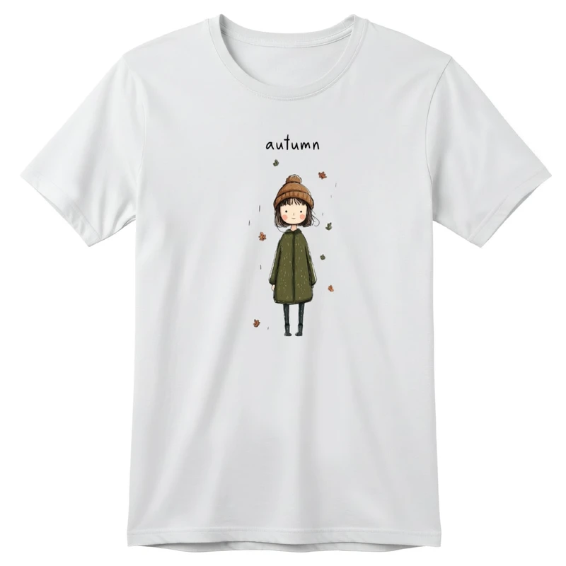 تی‌شرت آستین کوتاه بچگانه مدل دخترک پاییز کد v45 