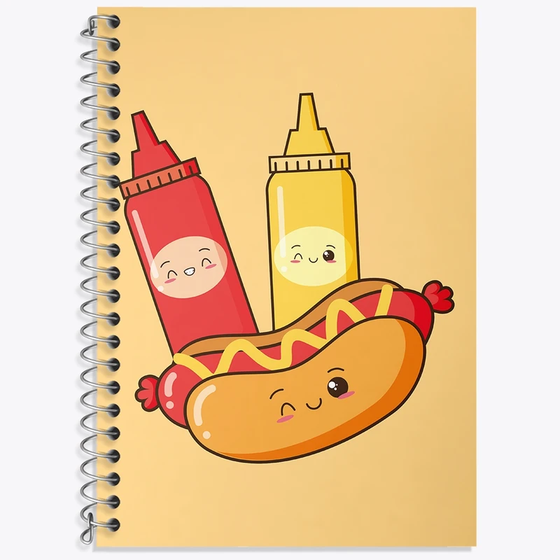 دفتر زبان 50 برگ خندالو مدل دو خط طرح فست فود (Fast Food) کد 36567