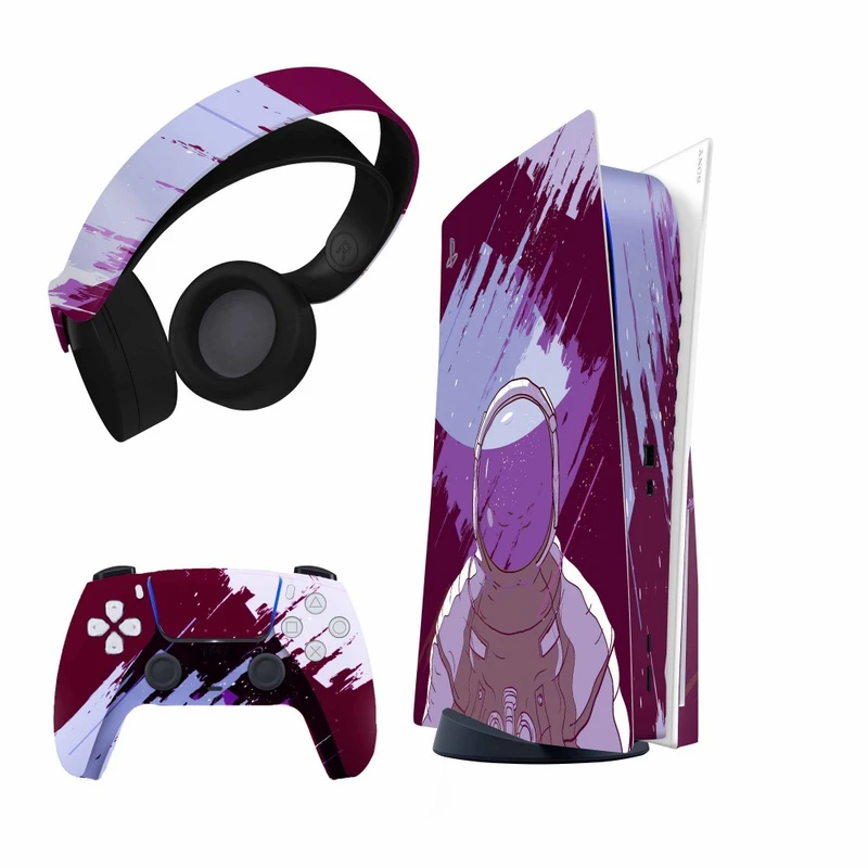 برچسب کنسول و دسته بازی و هدفون PS5 مدل Spaceman